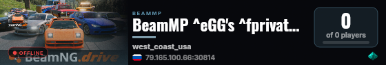 BeamMP ^eGG's ^fprivate Server live status badge