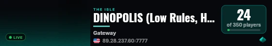 DINOPOLIS (Low Rules, High Food) live status badge