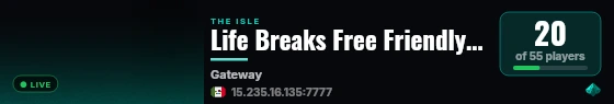 Life Breaks Free Friendly PvE High AI/Plants live status badge
