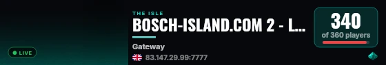 BOSCH-ISLAND.COM 2 - LITE RP - PVP - VOICECHAT live status badge
