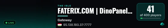 FATERIX.COM | DinoPanel | Custom AI | 1X                                     Magyar Hun NEST pvp Vanilla 1x 10X Triassic Survival HC Hard core Hardcore Semi EN Dino Den Petits Pieds Nerf live status badge