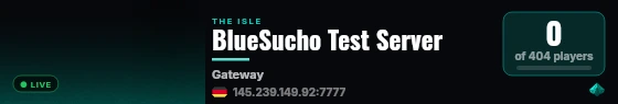 BlueSucho Test Server live status badge