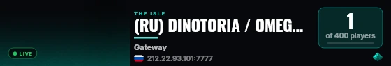 (RU) DINOTORIA / OMEGA / X2 GROWTH / AI live status badge