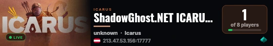 ShadowGhost.NET ICARUS Server live status badge