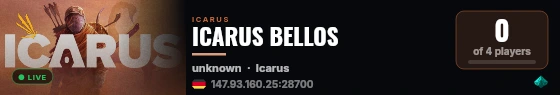 ICARUS BELLOS live status badge