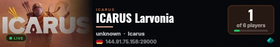 ICARUS Larvonia live status badge