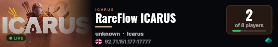 RareFlow ICARUS live status badge