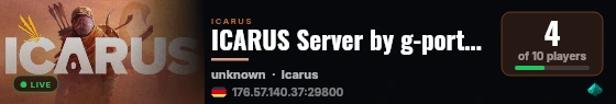 ICARUS Server by g-portal.com live status badge