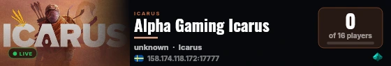 Alpha Gaming Icarus live status badge