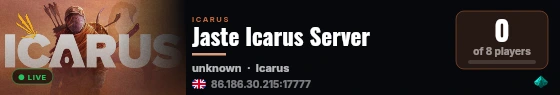 Jaste Icarus Server live status badge