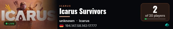 Icarus Survivors live status badge
