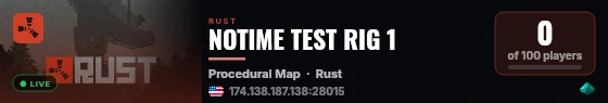 NOTIME TEST RIG 1 live status badge