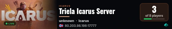 Triela Icarus Server live status badge