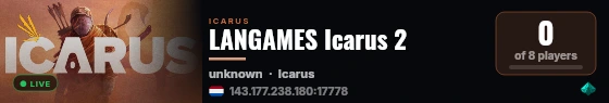 LANGAMES Icarus 2 live status badge