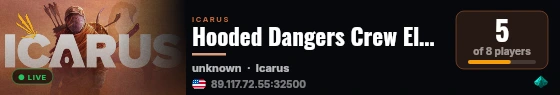 Hooded Dangers Crew Elysium live status badge