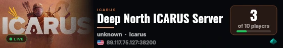 Deep North ICARUS Server live status badge