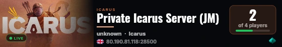 Private Icarus Server (JM) live status badge