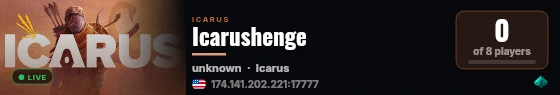 Icarushenge live status badge