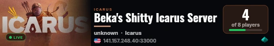 Beka's Shitty Icarus Server live status badge