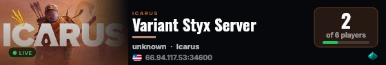 Variant Styx Server live status badge