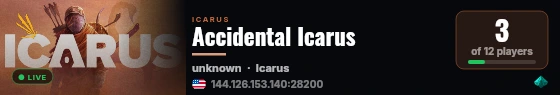 Accidental Icarus live status badge