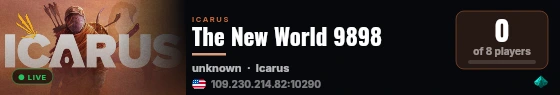 The New World 9898 live status badge