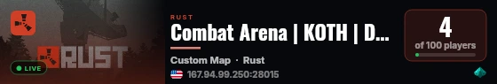 Combat Arena | KOTH | Duel | GunGame | Warzone | BaseWars live status badge