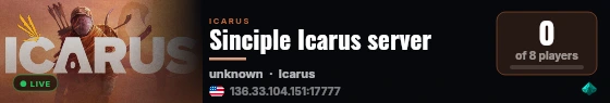 Sinciple Icarus server live status badge