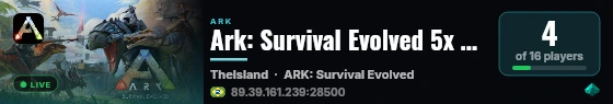 Ark: Survival Evolved 5x MDD 1.0 PING BR - (v361.7) live status badge