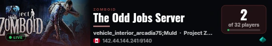 The Odd Jobs Server live status badge