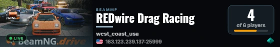 REDwire Drag Racing live status badge