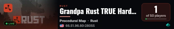 Grandpa Rust TRUE Hardcore - NO Map - NO Tech Tree [U.S] live status badge