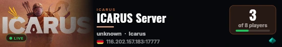 ICARUS Server live status badge