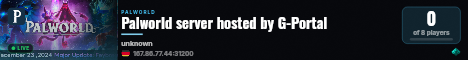 Palworld server hosted by G-Portal live status badge
