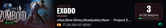 EXODO live status badge