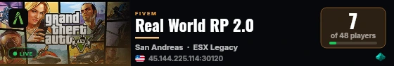 Real World RP 2.0 live status badge