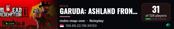 GARUDA: ASHLAND FRONTIER live status badge
