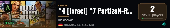 ^4 [Israel] ^7 PartizaN-RP Allowlist 5.0 live status badge
