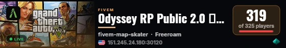 Odyssey RP Public 2.0 ⚡ [WIPED] live status badge