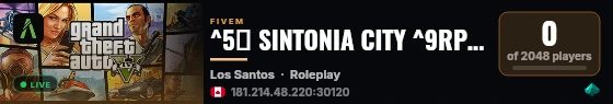 ^5🌆 SINTONIA CITY ^9RP ^7| ^2Inauguração 05/09 ^7— ^3Sorteios e Prêmios! live status badge