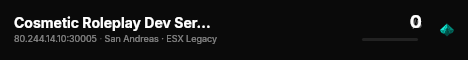 Cosmetic Roleplay Dev Server	 live status badge