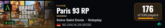 Paris 93 RP live status badge