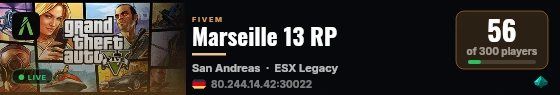 Marseille 13 RP live status badge