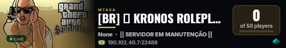 [BR] ★ KRONOS ROLEPLAY ★ | FIVEM | TRABALHO | FACÇÃO | POLICIA | REALISTA live status badge