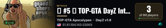 █ #5 █ TOP-GTA DayZ International █ #5 █ [ZOMBIES PVP DM CARS EASY BR MX CO Brasil] live status badge