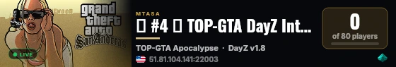 █ #4 █ TOP-GTA DayZ International █ #4 █ [ZOMBIES PVP DM CARS EASY BR MX PL Brasil] live status badge