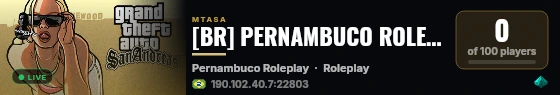 [BR] PERNAMBUCO ROLEPLAY | Whitelist | Nordeste | Polícia | Organizações| PERP 2026 live status badge