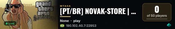 [PT/BR] NOVAK-STORE | MELHOR LOJA DE CARROS MTA live status badge