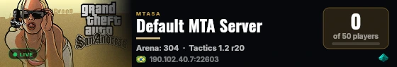 Default MTA Server live status badge
