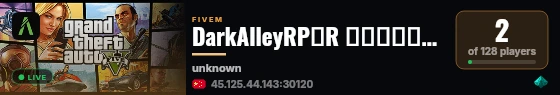 DarkAlleyRP全R 细节打磨警察 技工 非法 狩猎玩法 live status badge